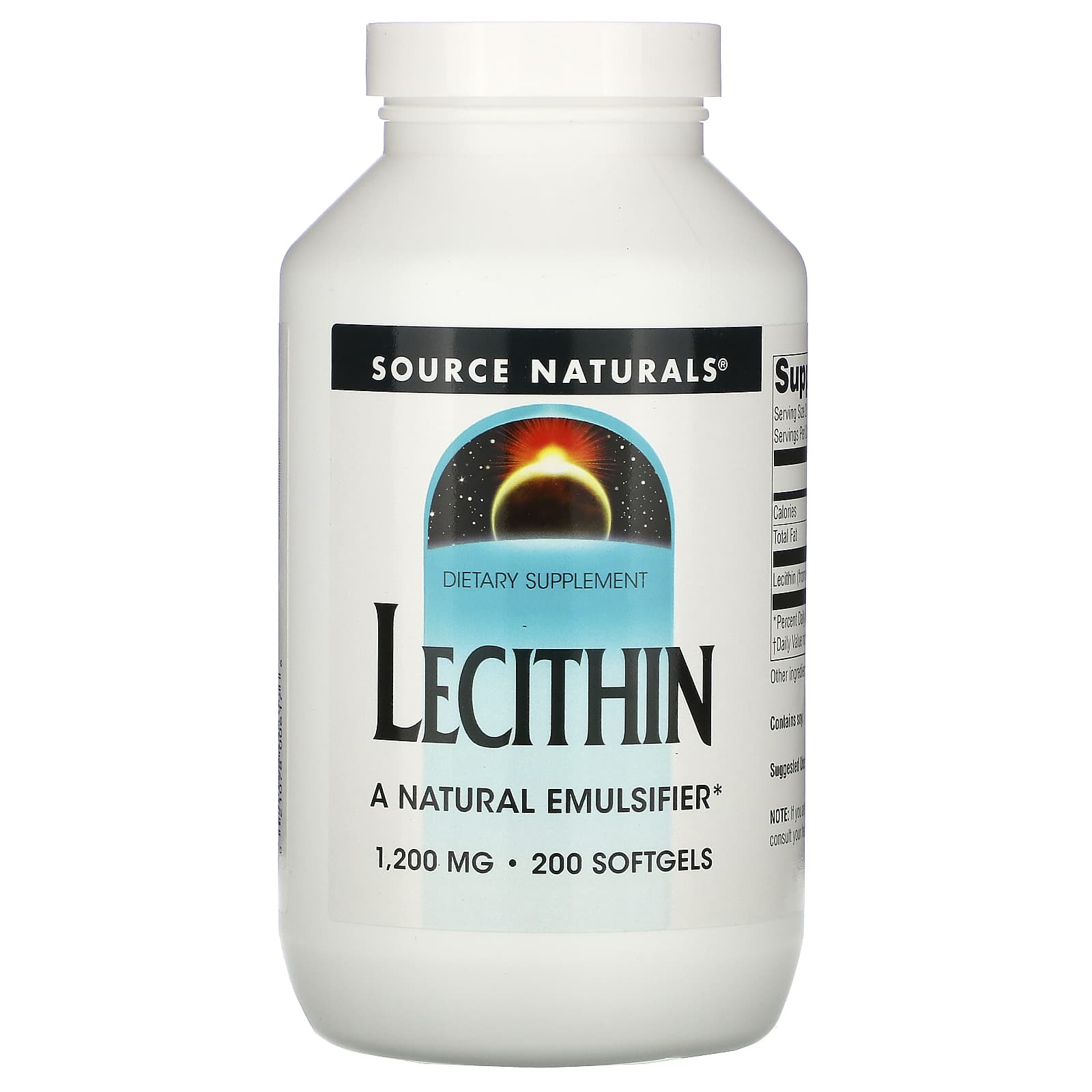 Source Naturals, Lecithin 1200 mg, 200 Softgels UPC 021078006176 | HiLife Vitamins